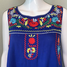 Load image into Gallery viewer, Size Large Jodifl Blue Sleeveless Embroidered Peasant Shift Dress
