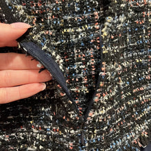 Load image into Gallery viewer, Medium Zara Navy Blue Frayed Tweed V-Back Sleeveless Dress
