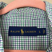 Load image into Gallery viewer, Large Ralph Lauren Men’s Navy Blue &amp; Green Printed Button Up Polo Shirt

