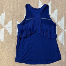 Load image into Gallery viewer, Kids Medium Athleta Girl Navy Blue Racerback Tank With Ruffles On Back
