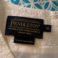 Load image into Gallery viewer, Size 10 Pendleton Vista Blue &amp; White Shift Dress
