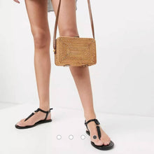 Load image into Gallery viewer, Size 8 Wide ASOS DESIGN NWOT Wide Fit Black Fulfil hardware flat sandals
