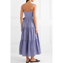 Load image into Gallery viewer, Size 6 J. Crew Garratt Tiered Ruffle Striped Cotton Poplin Maxi Dress

