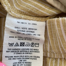 Load image into Gallery viewer, Size Small Anthropologie Yellow White Stripe Linen Lace Embroidered Floral Pants
