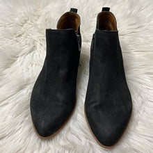 Load image into Gallery viewer, Sz 7.5 Franco Sarto Black Pointed Toe Suede Ankle Booties
