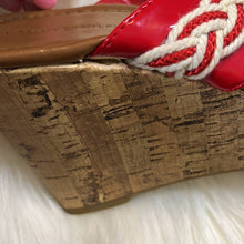 Load image into Gallery viewer, Size 7 Tommy Hilfiger Red White Braided Sandal Cork Wedge
