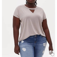 Load image into Gallery viewer, Size 1X Torrid Plus Beige CUPRO KEYHOLE DOLMAN TEE Shirt
