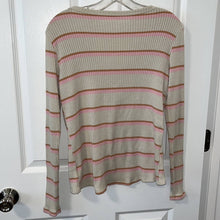 Load image into Gallery viewer, Extra Small American Eagle Ribbed Tan Pink Stripe V-Neck Sweater
