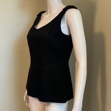 Load image into Gallery viewer, Size 6 Kate Spade NWT Black Ponte Sleeveless Peplum Top With Shoulder Bows
