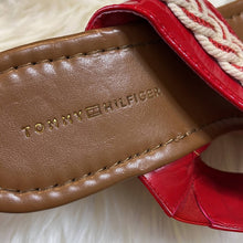 Load image into Gallery viewer, Size 7 Tommy Hilfiger Red White Braided Sandal Cork Wedge
