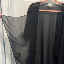 Load image into Gallery viewer, Small Lularoe Black Sheer Duster Overlay
