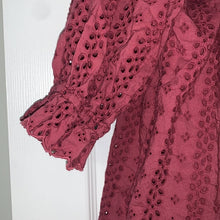 Load image into Gallery viewer, 2XL Lane Bryant Maroon Pink Eyelet Off Shoulder Blouse
