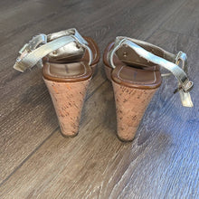 Load image into Gallery viewer, Size 8.5 Tommy Hilfiger Gold Sandal Platform Cork Wedges
