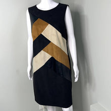 Load image into Gallery viewer, Large Chicos Black Sleeveless Neutral Color Block Suede Leather Dress
