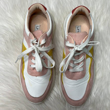Load image into Gallery viewer, Sz 10 Unilady Pink White Yellow Color Block Platform Sneaker Tennis Shoes
