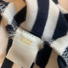 Load image into Gallery viewer, Size Large Kate Spade Navy &amp; White Stripped T-Shirt Dress with Flower On Front

