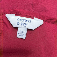 Load image into Gallery viewer, Size XL Crown &amp; Ivy Dark Wine Red Pom Pom Ruffle Short Sleeve Top
