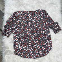 Load image into Gallery viewer, Small Rebecca Minkoff Black Red Floral Print V-Neck Button Up Shirt
