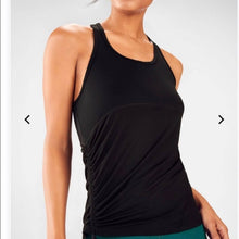 Load image into Gallery viewer, Size Medium Fabletics Black Ruched Side Mesh Tank Top
