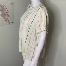 Load image into Gallery viewer, XL Cristopher &amp; Banks Colorful Striped Button Shoulder Linen Top
