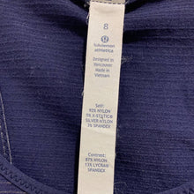 Load image into Gallery viewer, Medium Lululemon Navy Blue &amp; Thin Gold Stripe Tank Top
