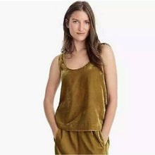 Load image into Gallery viewer, Size 2 J. Crew Vintage Gold Velvet Tank Top

