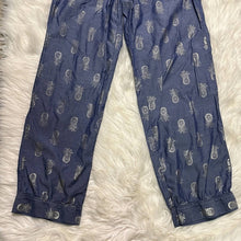 Load image into Gallery viewer, Small Victoria’s Secret Blue &amp; Silver Pineapple Pajama Sleep Comfy Pants
