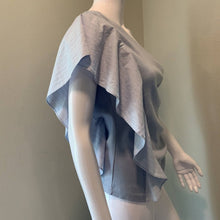 Load image into Gallery viewer, Size Medium Anthropologie NWT Light Blue One Shoulder Ribbed Ruffle Top
