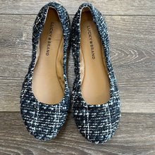 Load image into Gallery viewer, Size 7.5 Lucky Brand Black Gray &amp; White Woven Emmie Ballet Flats

