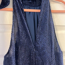 Load image into Gallery viewer, Size 6 Anthropologie Elevenses Navy Blue Velvet Halter Neck Jumpsuit
