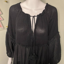 Load image into Gallery viewer, Small Free People In The Moment Black Boho Oversized Midi Dress With Sleeves
