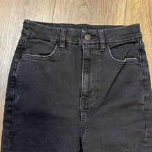 Load image into Gallery viewer, Size 2 Short American Eagle Black Denim Distressed Skinny Jeans
