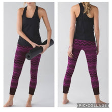 Load image into Gallery viewer, Size 6 Lululemon Ebb To Street Seamless Heather Regal Plum Chevron Magenta 7/8 Leggings
