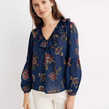 Load image into Gallery viewer, Small Madewell x Warm Ruffle-Collar Top in Honolulu Hibiscus
