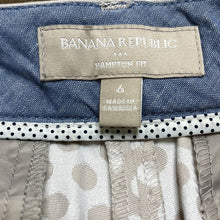 Load image into Gallery viewer, Sz 6 Banana Republic Hampton Fit Tan &amp; White Polka Dot Printed Dress Pants
