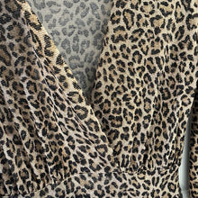 Load image into Gallery viewer, Small Blumin Apparel Boutique Shiny Leopard Long Sleeve Maxi Wrap Dress
