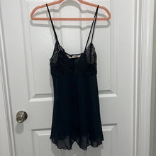 Load image into Gallery viewer, Medium Victoria’s Secret Vintage Navy Blue/ Black Lace Babydoll Lingerie Top
