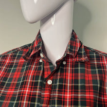 Load image into Gallery viewer, Small J. Crew Mens Red Green Plaid Cotton Button Up Shirt

