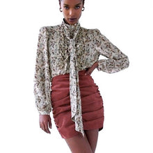 Load image into Gallery viewer, Medium Zara Thin Corduroy Mauve Pink Ruched Mini Skirt
