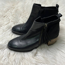 Load image into Gallery viewer, Sz 8 Crevo Black Autumn Tassel Leather Ankle Boot
