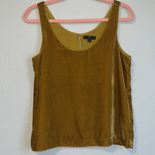 Load image into Gallery viewer, Size 2 J. Crew Vintage Gold Velvet Tank Top
