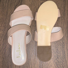 Load image into Gallery viewer, Size 6.5 Lulu’s NWOT Decker Nude Slide Sandals
