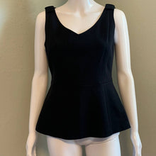 Load image into Gallery viewer, Size 6 Kate Spade NWT Black Ponte Sleeveless Peplum Top With Shoulder Bows
