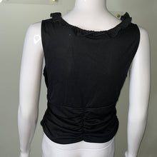 Load image into Gallery viewer, Size Large Fredericks Of Hollywood Black Lace Up Cut Out Ruffle Tank Top
