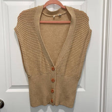 Load image into Gallery viewer, Large Anthropologie MOTH Cream Knit Sleeveless Dolman V-Neck Button Up Sweater Vest
