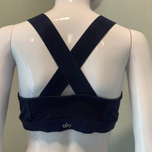 Load image into Gallery viewer, Size Large Alo Yoga Navy Blue Thick Strap Equalizer Sports Bra
