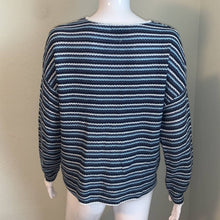 Load image into Gallery viewer, Medium Anna Blue White Stripe Knot Sweater

