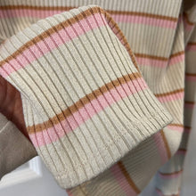 Load image into Gallery viewer, Extra Small American Eagle Ribbed Tan Pink Stripe V-Neck Sweater
