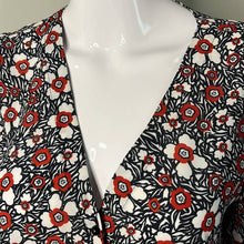 Load image into Gallery viewer, Small Rebecca Minkoff Black Red Floral Print V-Neck Button Up Shirt
