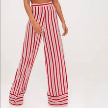 Load image into Gallery viewer, Size 8 Pretty Little Thing NWT Red Contrast Stripe Mix Wide Leg Pants
